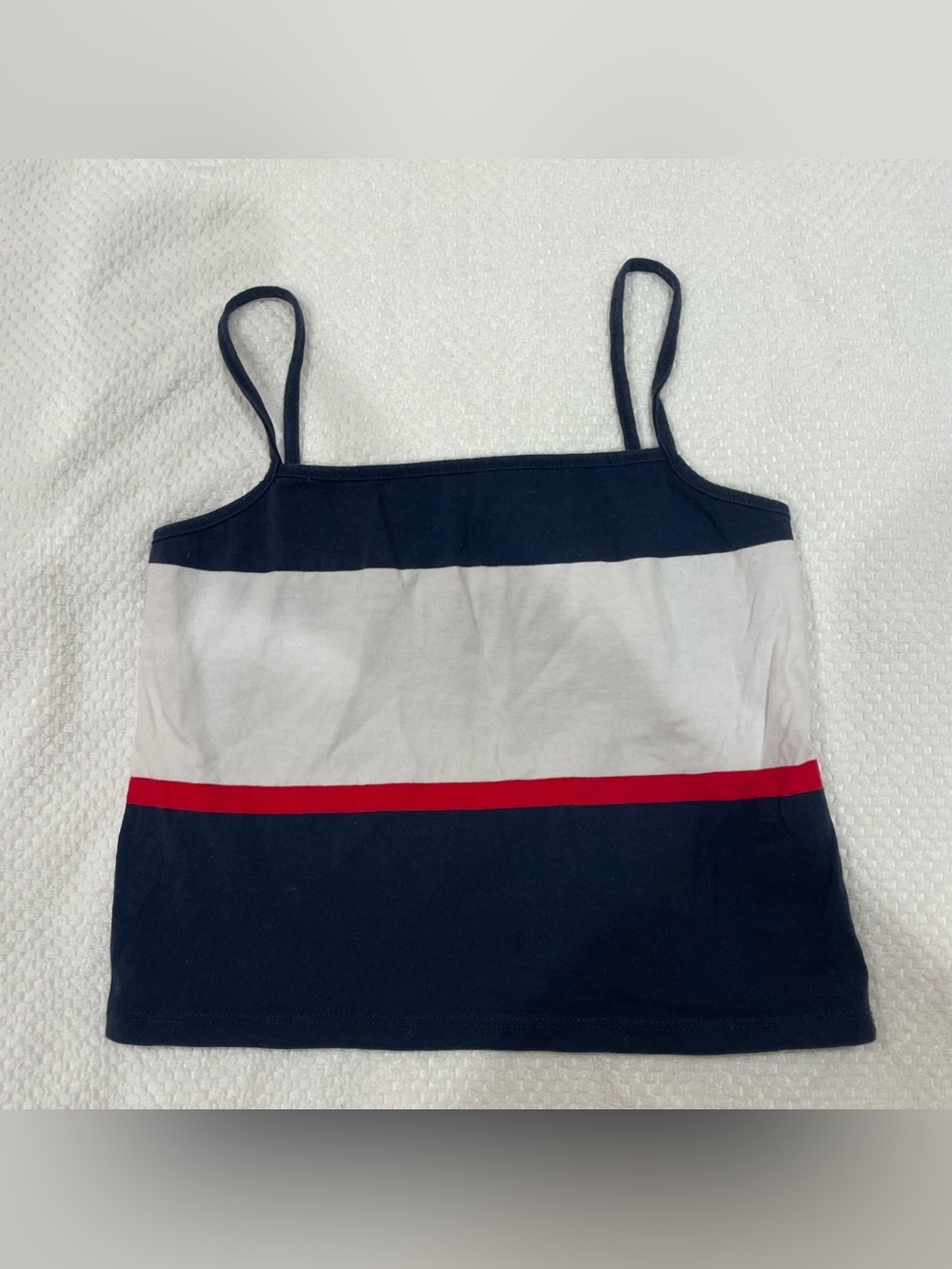 John Galt Tank Top Womens Size 10 Navy White Red Stripe Cotton Stretch Cami